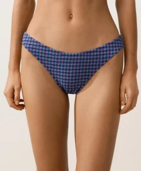 Figi Bikini o średnim stopniu zakrycia z wycięciem w kształcie litery U w kratkę Figi Bikini o średnim stopniu zakrycia z wycięciem w kształcie litery U w kratkę