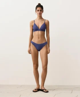 Figi Bikini o średnim stopniu zakrycia z wycięciem w kształcie litery U w kratkę Figi Bikini o średnim stopniu zakrycia z wycięciem w kształcie litery U w kratkę