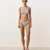Figi bikini o średnim stopniu zakrycia z wycięciem w kształcie litery U z tkaniny żakardowej w groszki Figi bikini o średnim stopniu zakrycia z wycięciem w kształcie litery U z tkaniny żakardowej w groszki