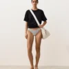 Figi bikini o średnim stopniu zakrycia z wycięciem w kształcie litery U z tkaniny żakardowej w groszki Figi bikini o średnim stopniu zakrycia z wycięciem w kształcie litery U z tkaniny żakardowej w groszki
