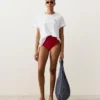 Figi bikini z wysokim stanem o fakturze waflowej