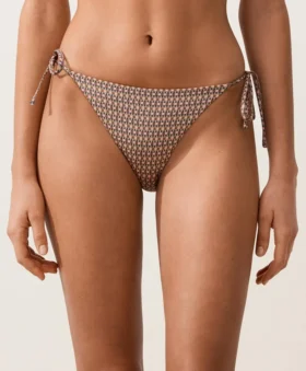 Fioletowe Fioletowe majtki bikini o średnim stopniu zakrycia z wiązaniem