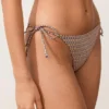 Fioletowe Fioletowe majtki bikini o średnim stopniu zakrycia z wiązaniem