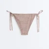 Fioletowe Fioletowe majtki bikini o średnim stopniu zakrycia z wiązaniem