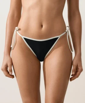 Fioletowe majtki Bikini o średnim stopniu zakrycia z kontrastową lamówką