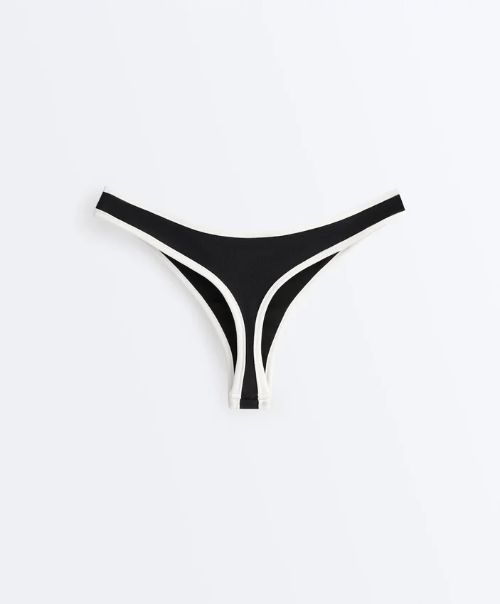 Fioletowe majtki bikini typu stringi z kontrastową lamówką Fioletowe majtki bikini typu stringi z kontrastową lamówką