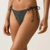 Fioletowe majtki bikini z wiązaniem, o średnim stopniu zakrycia, z tkaniny żakardowej o efektach sprania