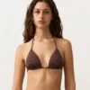 Górka bikini w trójkątnym kształcie z nadrukiem w panterkę
