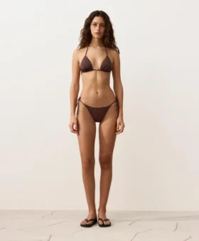Figi Bikini o średnim stopniu zakrycia z nadrukiem lamparta i wiązaniem Figi Bikini o średnim stopniu zakrycia z nadrukiem lamparta i wiązaniem