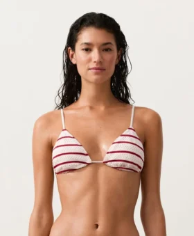 Górka bikini w trójkątnym kształcie z paskami w stylu szydełkowym Górka bikini w trójkątnym kształcie z paskami w stylu szydełkowym