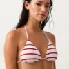 Górka bikini w trójkątnym kształcie z paskami w stylu szydełkowym Górka bikini w trójkątnym kształcie z paskami w stylu szydełkowym