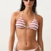 Górka bikini w trójkątnym kształcie z paskami w stylu szydełkowym Górka bikini w trójkątnym kształcie z paskami w stylu szydełkowym