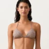 Górka bikini z trójkątnymi miseczkami z nadrukiem mini i metaliczną nicią Górka bikini z trójkątnymi miseczkami z nadrukiem mini i metaliczną nicią