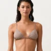 Górka bikini z trójkątnymi miseczkami z nadrukiem mini i metaliczną nicią Górka bikini z trójkątnymi miseczkami z nadrukiem mini i metaliczną nicią