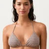 Górka bikini z trójkątnymi miseczkami z nadrukiem mini i metaliczną nicią Górka bikini z trójkątnymi miseczkami z nadrukiem mini i metaliczną nicią