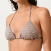 Górka bikini z trójkątnymi miseczkami z nadrukiem mini i metaliczną nicią Górka bikini z trójkątnymi miseczkami z nadrukiem mini i metaliczną nicią