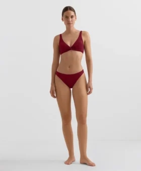 Top bikini typu halter z tkaniny żakardowej w drobną kratkę