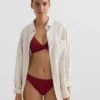 Top bikini typu halter z tkaniny żakardowej w drobną kratkę Top bikini typu halter z tkaniny żakardowej w drobną kratkę
