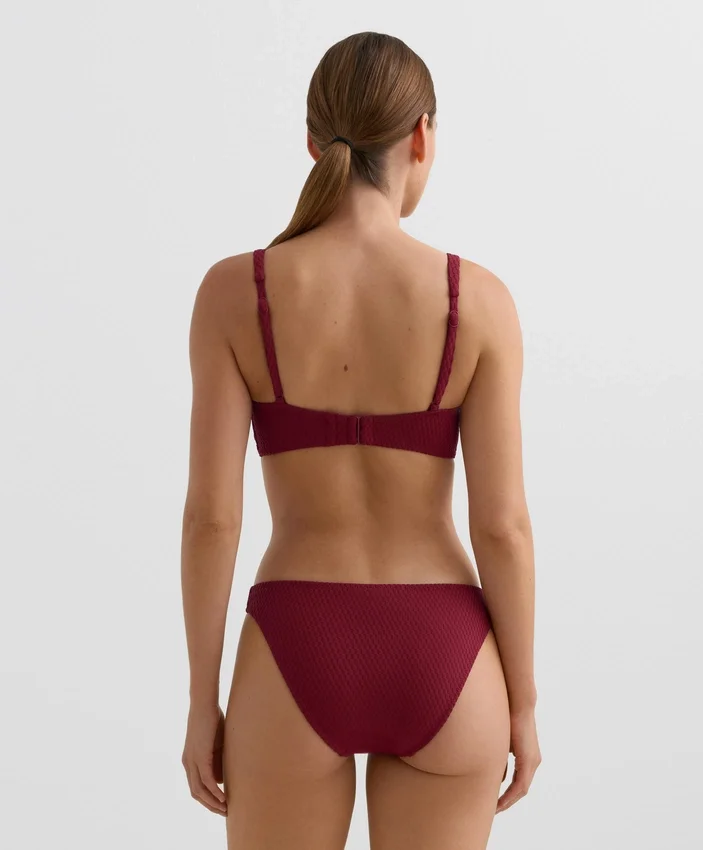 Top bikini typu halter z tkaniny żakardowej w drobną kratkę Top bikini typu halter z tkaniny żakardowej w drobną kratkę