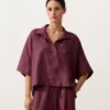 Koszula oversize z krótkim rękawem, 100% len Koszula oversize z krótkim rękawem, 100% len