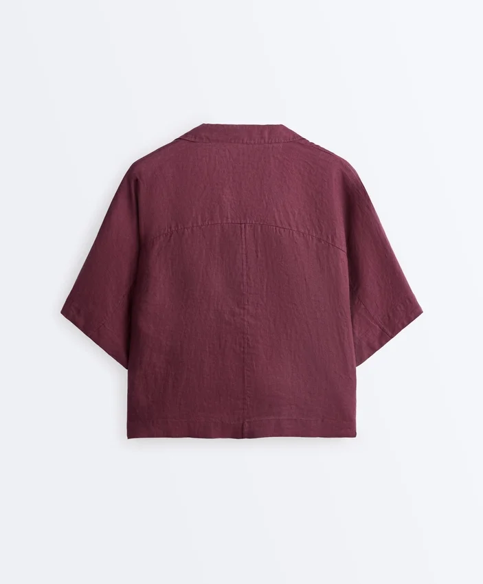 Koszula oversize z krótkim rękawem, 100% len Koszula oversize z krótkim rękawem, 100% len