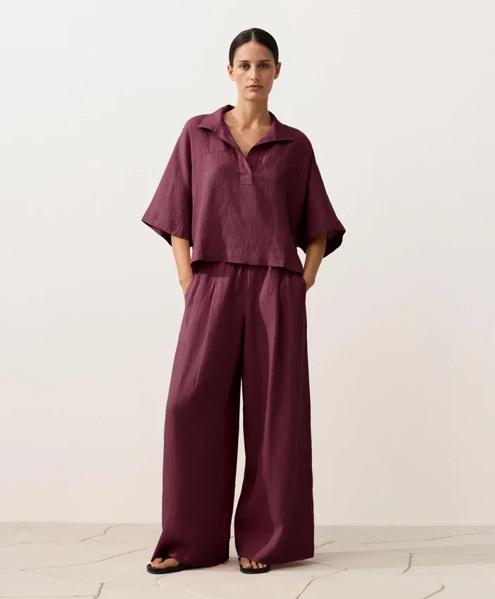 Koszula oversize z krótkim rękawem, 100% len Koszula oversize z krótkim rękawem, 100% len