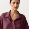 Koszula oversize z krótkim rękawem, 100% len Koszula oversize z krótkim rękawem, 100% len
