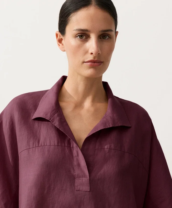 Koszula oversize z krótkim rękawem, 100% len Koszula oversize z krótkim rękawem, 100% len