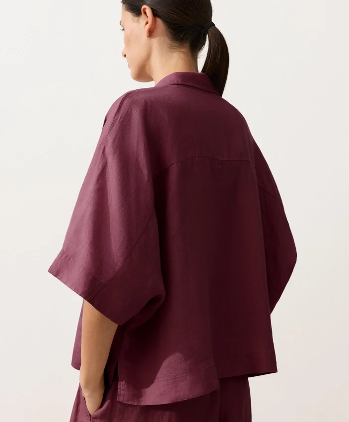 Koszula oversize z krótkim rękawem, 100% len Koszula oversize z krótkim rękawem, 100% len