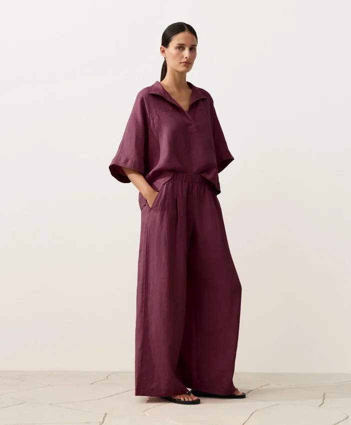 Koszula oversize z krótkim rękawem, 100% len Koszula oversize z krótkim rękawem, 100% len