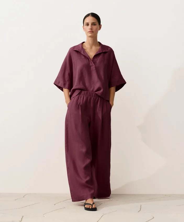 Koszula oversize z krótkim rękawem, 100% len Koszula oversize z krótkim rękawem, 100% len