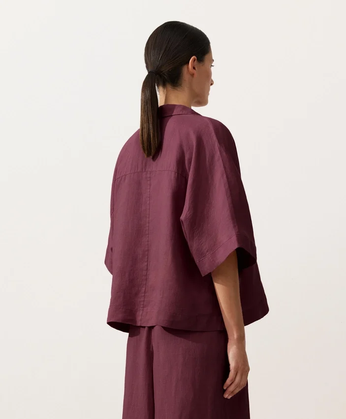 Koszula oversize z krótkim rękawem, 100% len Koszula oversize z krótkim rękawem, 100% len