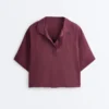 Koszula oversize z krótkim rękawem, 100% len Koszula oversize z krótkim rękawem, 100% len