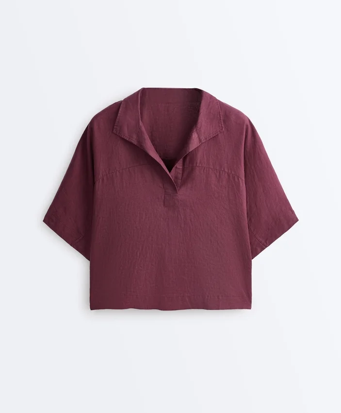 Koszula oversize z krótkim rękawem, 100% len Koszula oversize z krótkim rękawem, 100% len