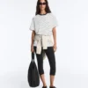 Koszula oversize z krótkim rękawem z mieszanki bawełny z kontrastowymi paskami Koszula oversize z krótkim rękawem z mieszanki bawełny z kontrastowymi paskami