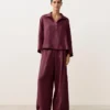 Koszula polo oversize z długim rękawem, w 100% z lnu Koszula polo oversize z długim rękawem, w 100% z lnu