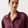 Koszula polo oversize z długim rękawem, w 100% z lnu Koszula polo oversize z długim rękawem, w 100% z lnu