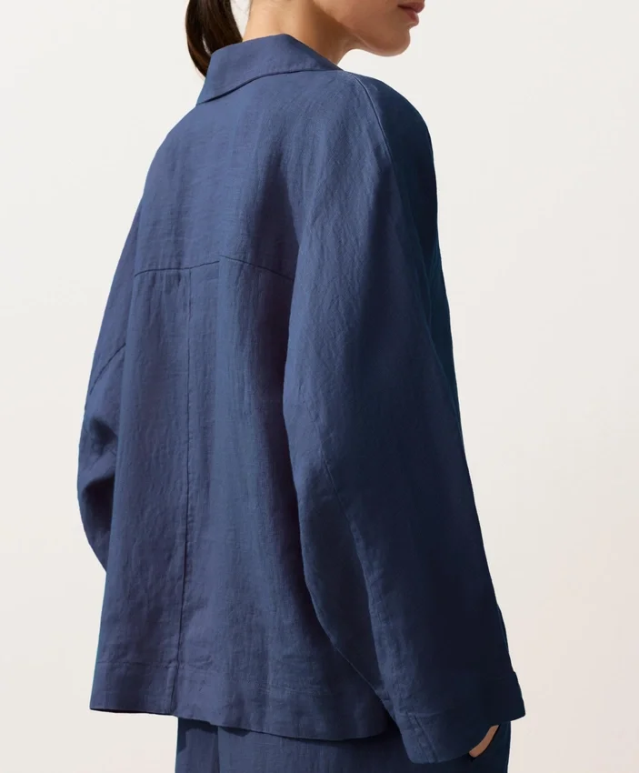 Koszula polo oversize z długim rękawem, w 100% z lnu Koszula polo oversize z długim rękawem, w 100% z lnu