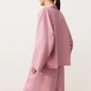Koszula polo oversize z długim rękawem, w 100% z lnu Koszula polo oversize z długim rękawem, w 100% z lnu