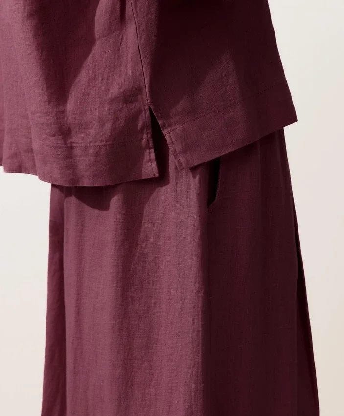 Koszula polo oversize z długim rękawem, w 100% z lnu Koszula polo oversize z długim rękawem, w 100% z lnu
