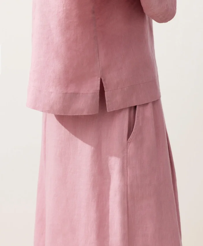 Koszula polo oversize z długim rękawem, w 100% z lnu Koszula polo oversize z długim rękawem, w 100% z lnu
