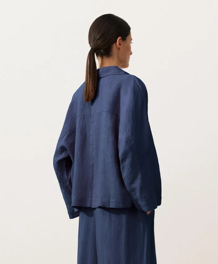 Koszula polo oversize z długim rękawem, w 100% z lnu Koszula polo oversize z długim rękawem, w 100% z lnu