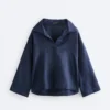 Koszula polo oversize z długim rękawem, w 100% z lnu Koszula polo oversize z długim rękawem, w 100% z lnu