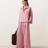 Koszula polo oversize z długim rękawem, w 100% z lnu Koszula polo oversize z długim rękawem, w 100% z lnu