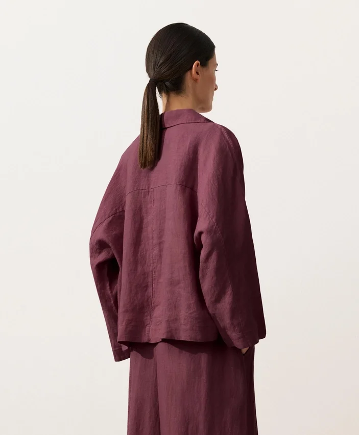 Koszula polo oversize z długim rękawem, w 100% z lnu Koszula polo oversize z długim rękawem, w 100% z lnu