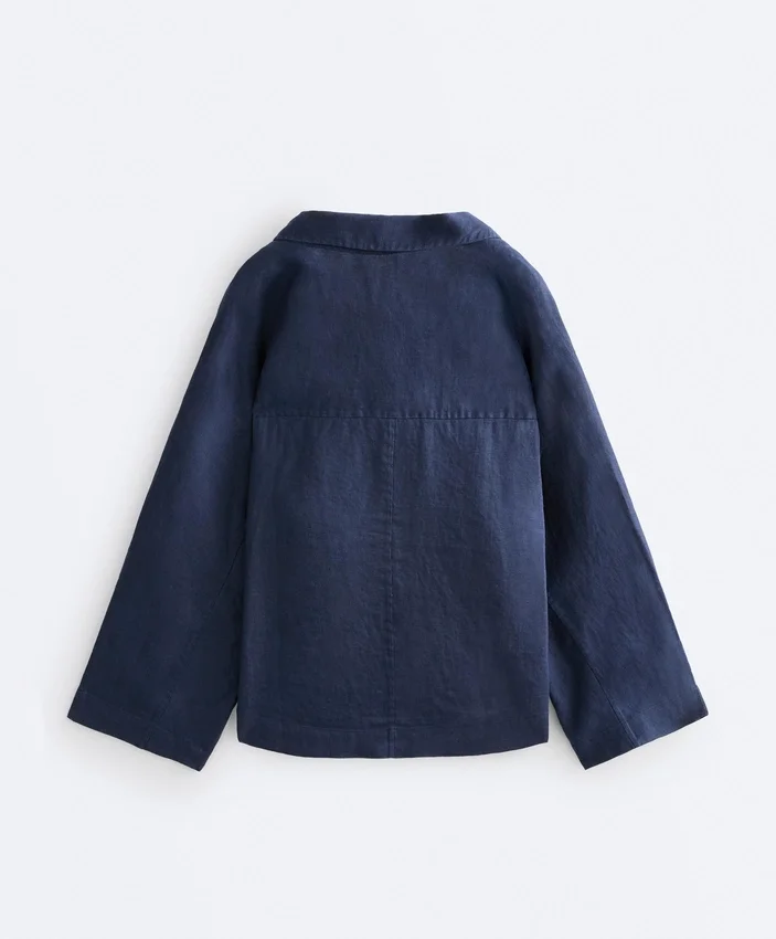 Koszula polo oversize z długim rękawem, w 100% z lnu Koszula polo oversize z długim rękawem, w 100% z lnu