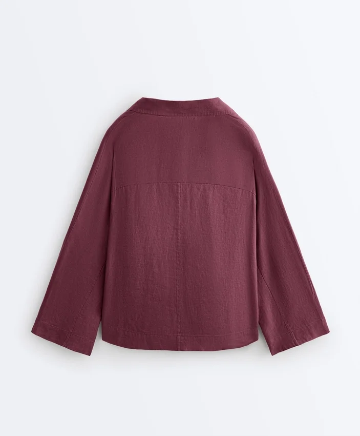 Koszula polo oversize z długim rękawem, w 100% z lnu Koszula polo oversize z długim rękawem, w 100% z lnu