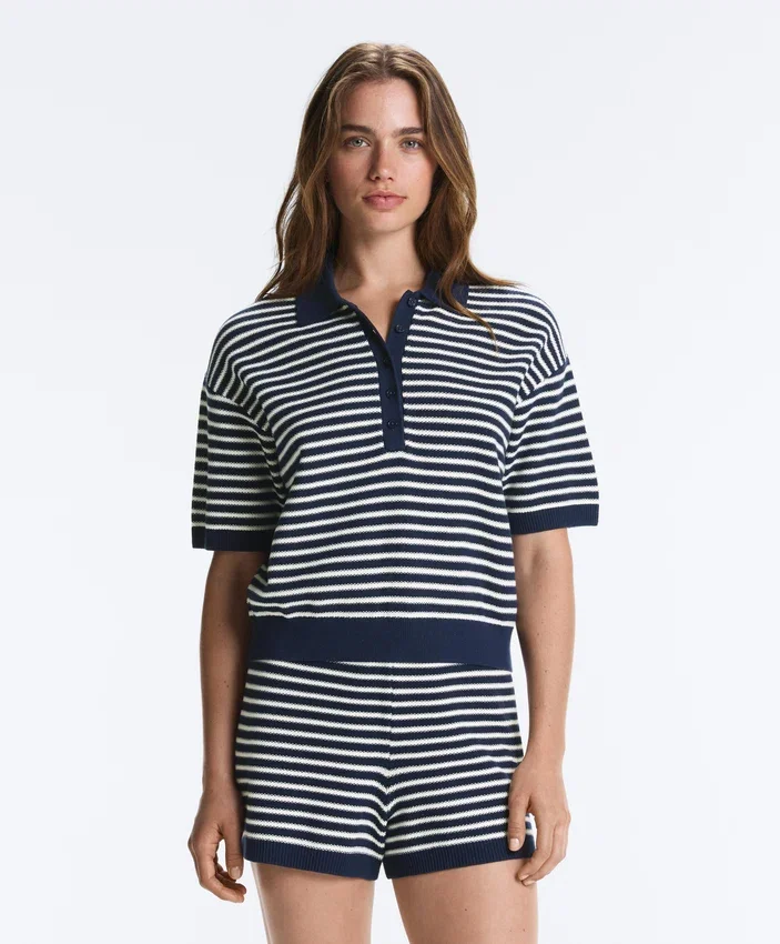 Koszula polo z dzianiny w paski, 100% bawełna Koszula polo z dzianiny w paski, 100% bawełna