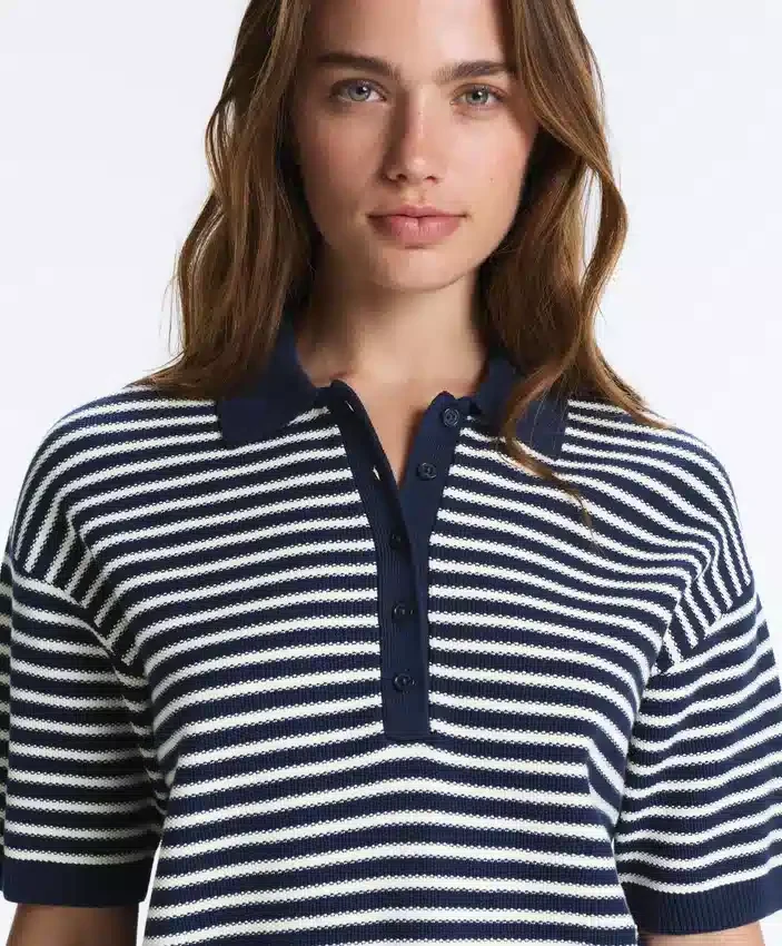 Koszula polo z dzianiny w paski, 100% bawełna Koszula polo z dzianiny w paski, 100% bawełna