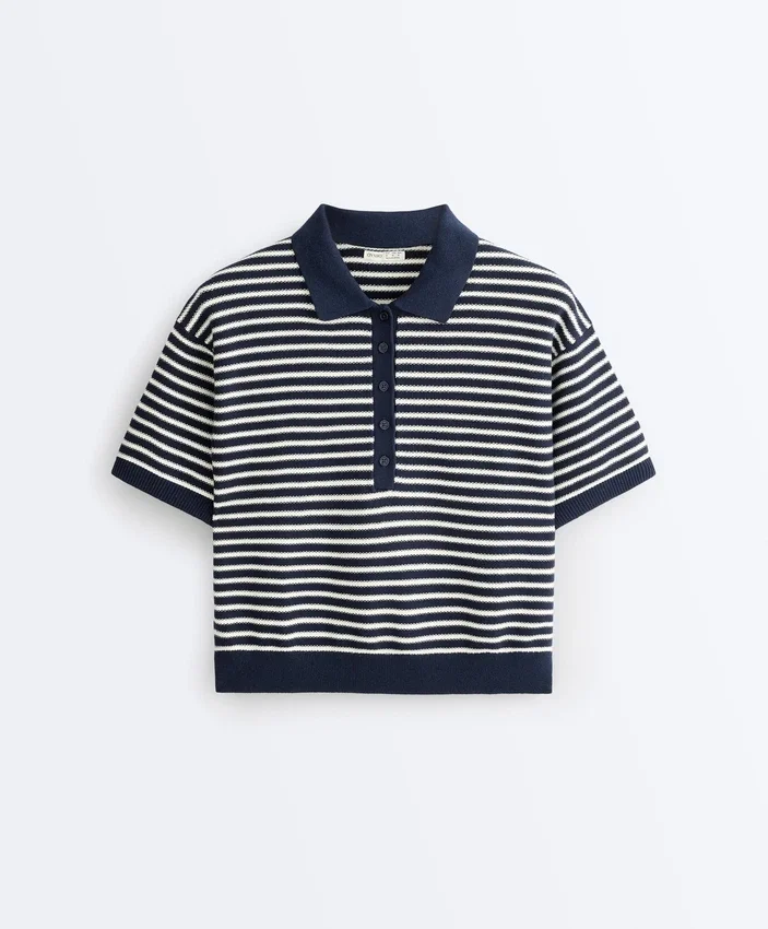 Koszula polo z dzianiny w paski, 100% bawełna Koszula polo z dzianiny w paski, 100% bawełna
